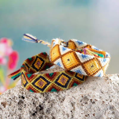 Macrame wristband bracelets, 'A Walk in the Country' (pair) - Pair of Macrame Wristband Bracelets Hand-woven in Peru
