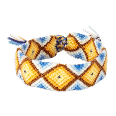 Macrame wristband bracelet, 'Walk in the Country in Orange' - Peruvian Hand-woven Unisex Macrame Wristband Bracelet