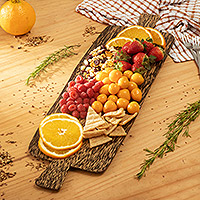 Wood charcuterie board, 'Amazon Path' - Peruvian Charcuterie Board Hand-Carved from Reforested Wood