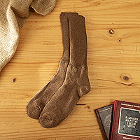 Socken aus Baby-Alpaka-Mischung, „Ginger Comfort“ – Socken aus peruanischer Baby-Alpaka-Mischung mit Kupferfaser