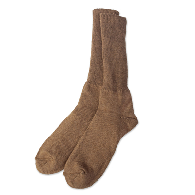 Socken aus peruanischer Baby-Alpaka-Mischung - Socken aus peruanischer Baby-Alpaka-Mischung mit Kupferfaser