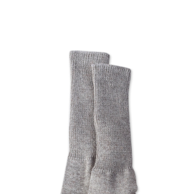 Baby alpaca blend socks, 'Light Grey Comfort' - Light Grey Baby Alpaca Blend Socks with Copper Fiber