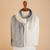 Baby alpaca blend scarf, 'Gray Duality' - Knit Gray & Ivory Unisex Baby Alpaca Blend Scarf from Peru (image 2b) thumbail
