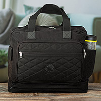 Travel bag, 'World Travel' - Peruvian Black Travel Bag with Zippered Opening