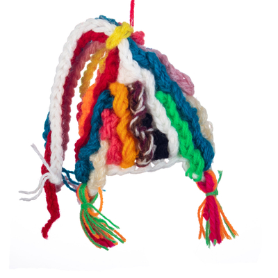 Crocheted ornaments, 'Rainbow Andean Tradition' (set of 4) - Crocheted Andean Ornaments with Rainbow Hats (Set of 4)