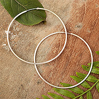 Sterling silver hoop earrings, 'Light Rings'
