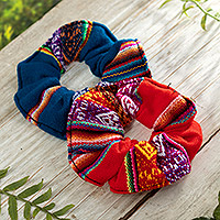Scrunchies, 'Andes Double Fantasy' (set of 2) - Set of 2 Scrunchies with Vibrant Andean Motifs