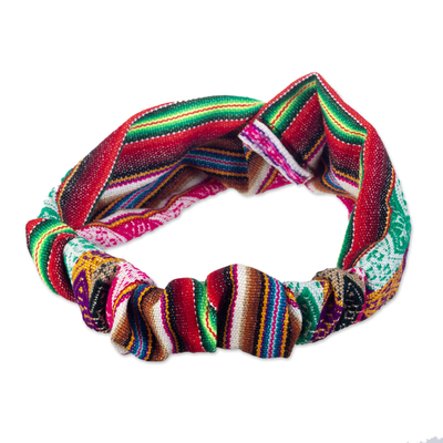 Stirnband - Peruanisches mehrfarbiges Stirnband mit Andenmotiven