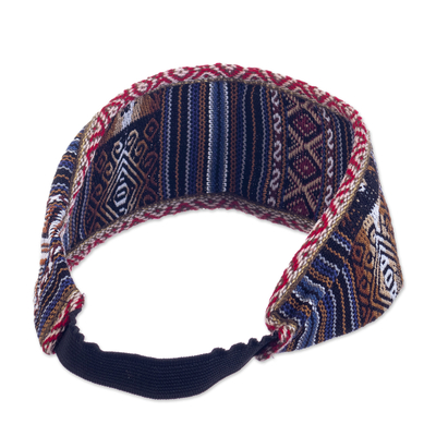 Headband, 'Natural Element' - Acrylic Headband Crafted with Andean Textile in Dark Tones