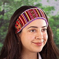 Headband, 'Passion in the Andes' - Acrylic Headband Crafted with Andean Textile in Vibrant Hues