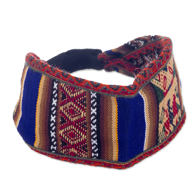 Acrylic Headband Crafted with Andean Textile in Vibrant Blue