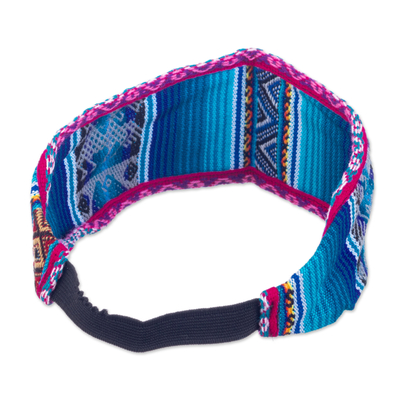 Headband, 'Andean Blue Mountain' - Acrylic Headband Crafted with Andean Textile in Blue Hues