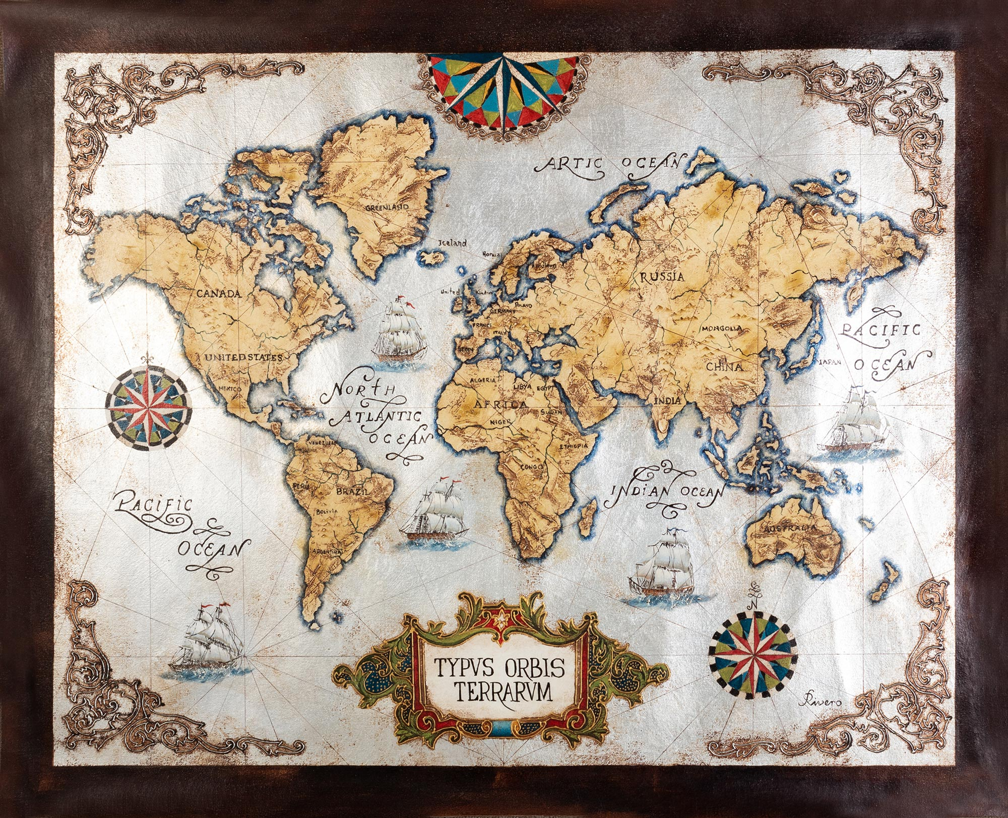 Projection Colonial World Map from Peru - Mapamundi | NOVICA