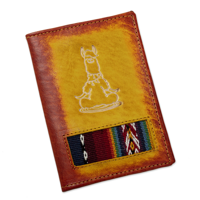 Handcrafted Llama Leather Passport Cover with Andean Textile