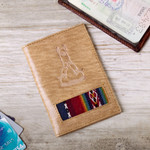 Leather passport cover, 'Introspective Llama' - Handcrafted Llama Leather Passport Cover with Andean Textile