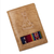 Leather passport cover, 'Introspective Llama' - Handcrafted Llama Leather Passport Cover with Andean Textile thumbail