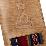 Leather passport cover, 'Introspective Llama' - Handcrafted Llama Leather Passport Cover with Andean Textile