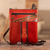 Leather accented suede sling, 'Fire Llama' - Leather Accented Suede Sling with Llama Motifs and Warm Hues (image 2) thumbail