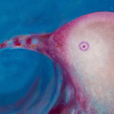 „Explorers of the Ocean“ (2021) – Signiertes expressionistisches Gemälde von Tauben und blauem Meer