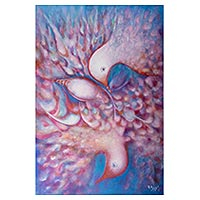 World peace painting, 'Fly Dove, Fly' (2021) - World Peace Project Expressionist Painting of Peace Doves