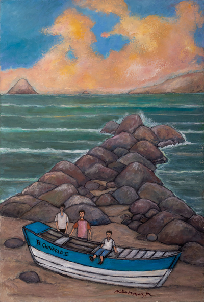 „Posing in Peace on a Summer Afternoon“ (2012) – Anden-Weltfrieden, der Meereslandschaftserinnerungen malt
