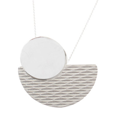 Sterling silver pendant necklace, 'Moon Reflection' - Sterling Silver Geometric Pendant Necklace Crafted in Peru