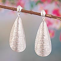 Sterling silver dangle earrings, 'Glorious Petal'