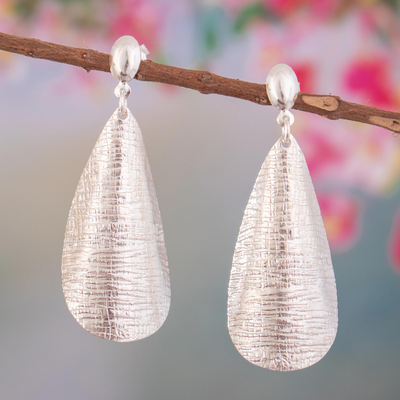 Sterling silver dangle earrings, 'Glorious Petal' - Sterling Silver Petal Dangle Earrings Handcrafted in Peru