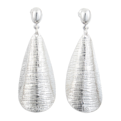 Sterling silver dangle earrings, 'Glorious Petal' - Sterling Silver Petal Dangle Earrings Handcrafted in Peru