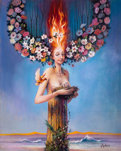 'My Mother Nature' (2021) - World Peace Project Oil on Canvas Surreal Painting from Peru