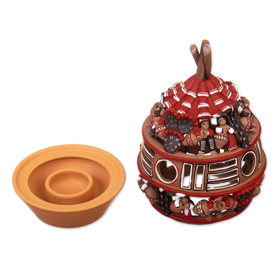 Teelichthalter „Weltfrieden“ aus Keramik - Handgefertigter traditioneller Teelichthalter aus Keramik