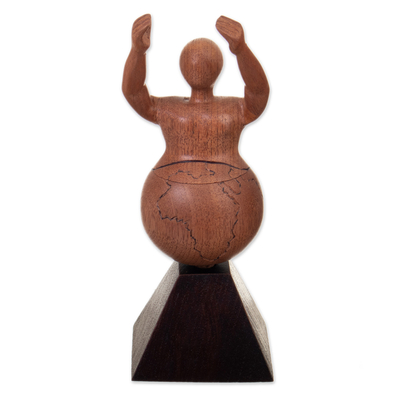 Holzskulptur - Handgeschnitzte Friedensskulptur aus Zedernholz aus Peru