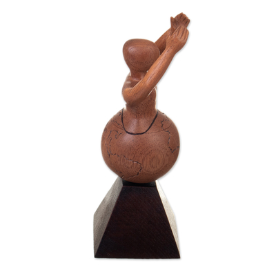 Wood sculpture, 'Call for Peace' - Hand-Carved Peace Cedar Wood Sculpture from Peru