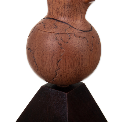 Wood sculpture, 'Call for Peace' - Hand-Carved Peace Cedar Wood Sculpture from Peru