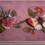 Reverse-painted glass decorative box, 'Floral Transformation' - Butterfly Reverse-Painted Glass Decorative Box with Flowers