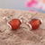 Carnelian stud earrings, 'Fire Dots' - Natural Carnelian & Sterling Silver Stud Earrings from Peru (image 2) thumbail