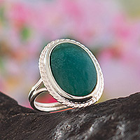 Amazonite cocktail ring, 'Success Oval'