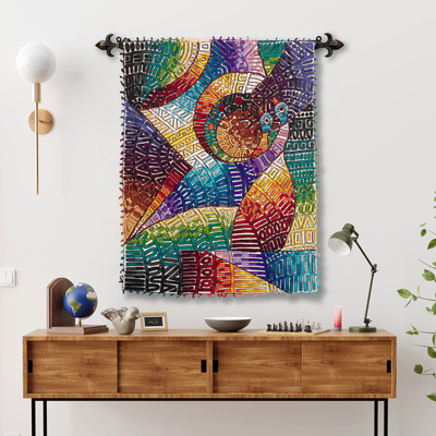 World peace-themed alpaca blend tapestry, 'Sowing Honesty' - World Peace Project Handloomed Alpaca Tapestry with Doves