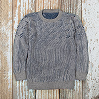 Men's 100% alpaca pullover sweater, 'Brioche'