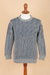 Men's 100% alpaca pullover sweater, 'Brioche' - Blue and Grey Men's 100% Alpaca Ribbed Knit Pullover Sweater (image 2b) thumbail