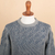 Men's 100% alpaca pullover sweater, 'Brioche' - Blue and Grey Men's 100% Alpaca Ribbed Knit Pullover Sweater (image 2e) thumbail