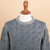 Men's 100% alpaca pullover sweater, 'Brioche' - Blue and Grey Men's 100% Alpaca Ribbed Knit Pullover Sweater