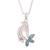 Amazonite filigree pendant necklace, 'Peace in Flight' - Sterling Silver Filigree Dove Necklace with Amazonite Gem thumbail