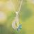 Amazonite filigree pendant necklace, 'Peace in Flight' - Sterling Silver Filigree Dove Necklace with Amazonite Gem (image 2b) thumbail