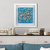 Featured review for Reverse-painted glass wall art, Flight of Calm