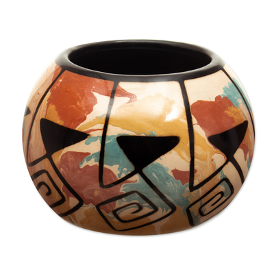 Handmade Ceramic Decorative Vase with Andean Motifs