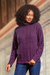 Baby alpaca blend pullover, 'Comfy' - Cable Knit Turtle Neck Baby Alpaca Blend Pullover in Purple (image 2) thumbail