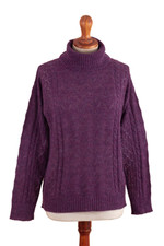 Baby alpaca blend pullover, 'Comfy' - Cable Knit Turtle Neck Baby Alpaca Blend Pullover in Purple