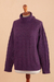 Baby alpaca blend pullover, 'Comfy' - Cable Knit Turtle Neck Baby Alpaca Blend Pullover in Purple (image 2d) thumbail