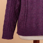 Baby alpaca blend pullover, 'Comfy' - Cable Knit Turtle Neck Baby Alpaca Blend Pullover in Purple